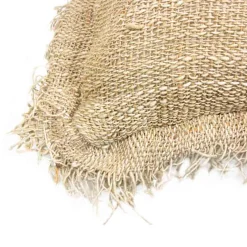 Cojín Jute Café 66X36 Con Fleco En Los Lados