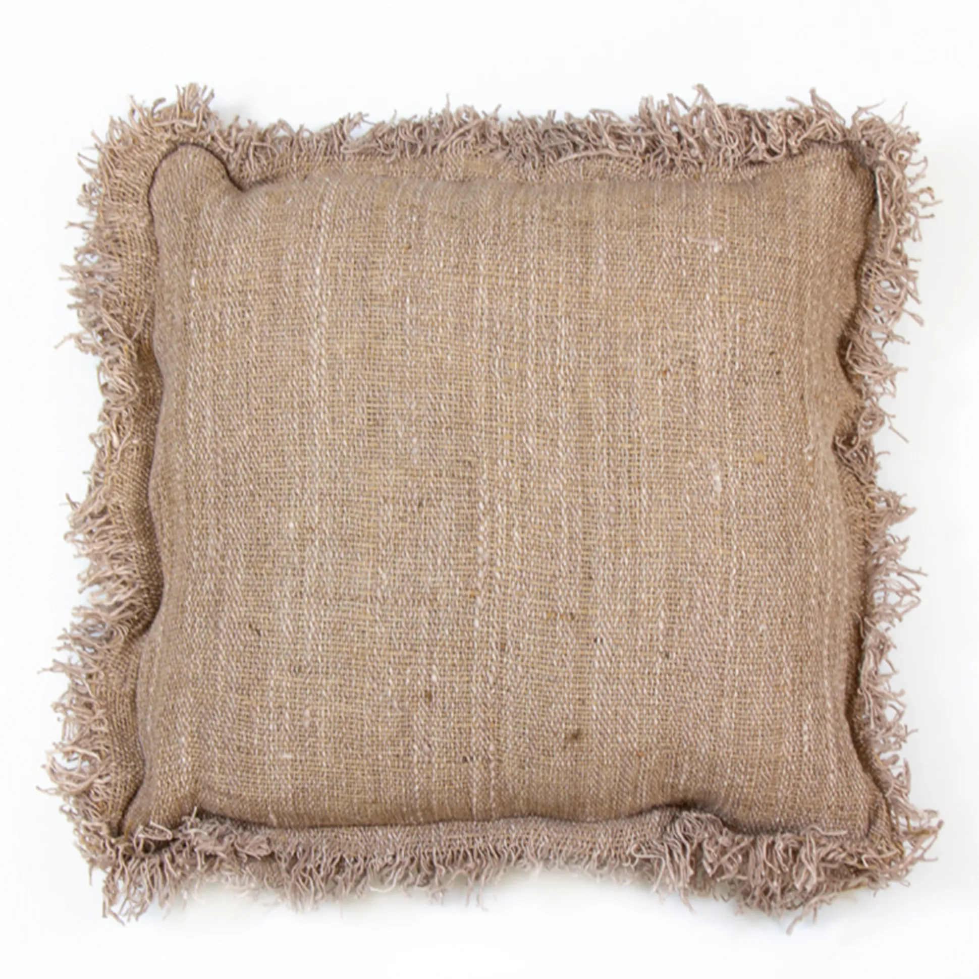 Cojín Jute 55X55 Con Fleco En Los Lados