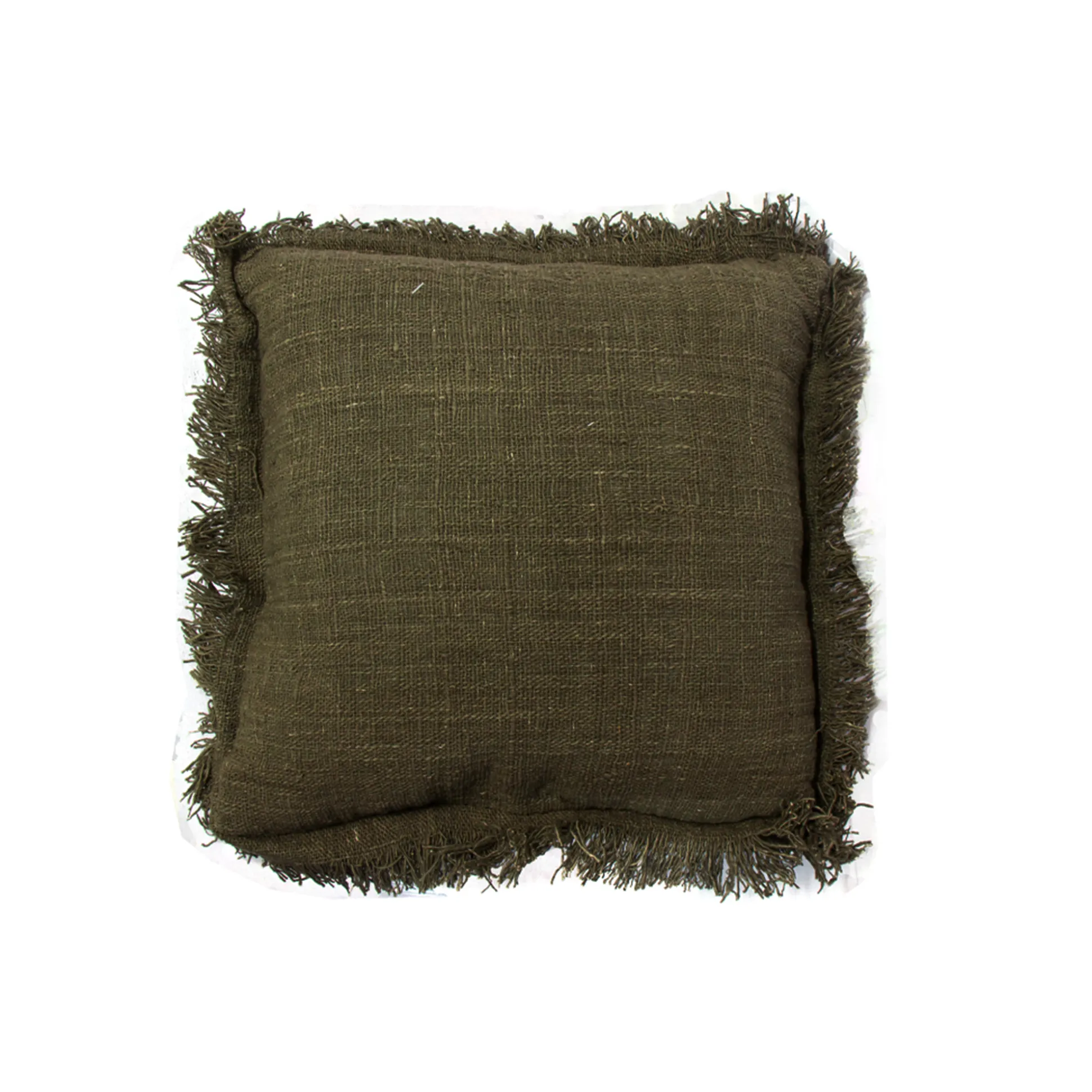 Cojín Martini 55X55 Verde Con Fleco En Los Lados