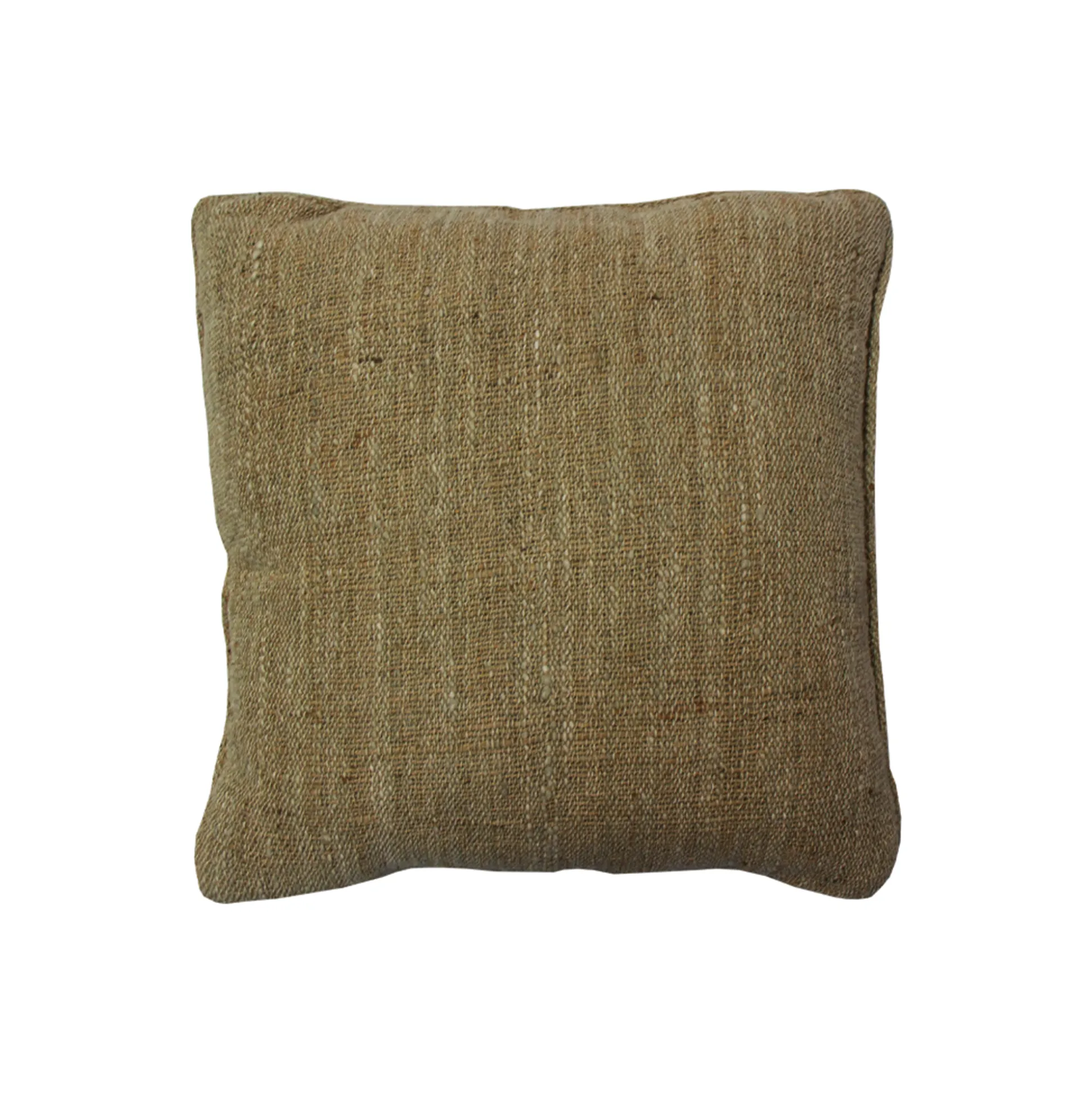 Cojín Mixto 55X55 Natural Café Jute Con Cordón En Los Lados