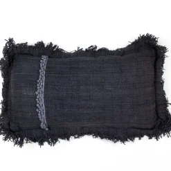 Cojín Negro Carbón 65X36 Con Cordón En Los Lados