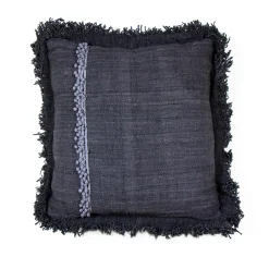 Cojín Negro Carbón 40X40 Con Cordón En Los Lados