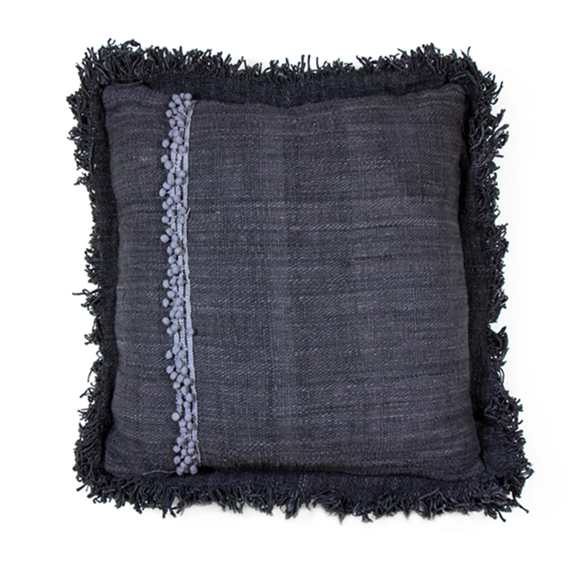 Cojín Negro Carbón 40X40 Con Cordón En Los Lados