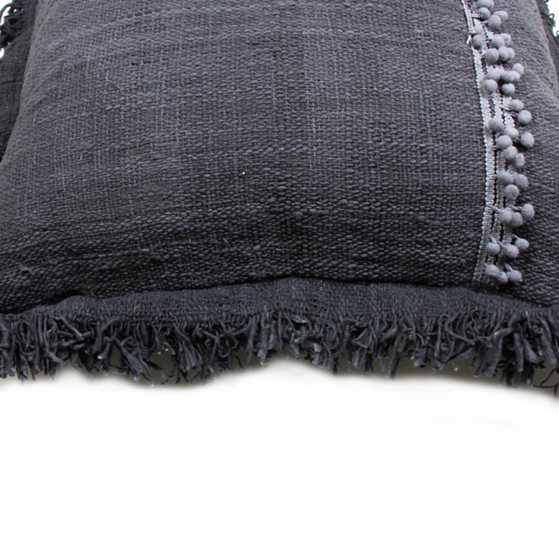 Cojín Negro Carbón 40X40 Con Cordón En Los Lados