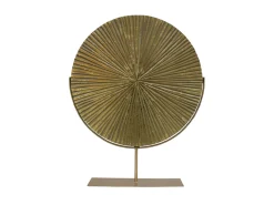 Escultura De Disco Metálico Dorado