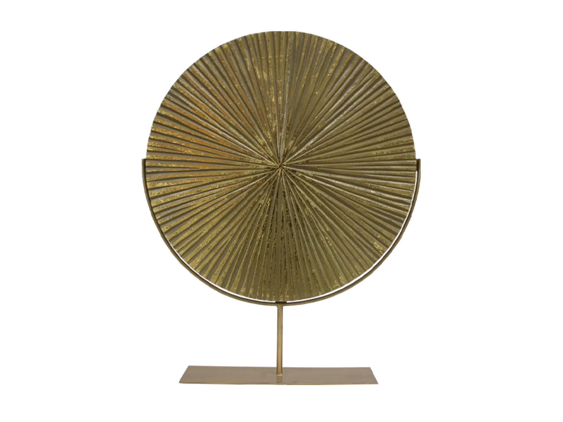 Escultura De Disco Metálico Dorado
