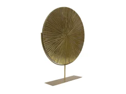 Escultura De Disco Metálico Dorado