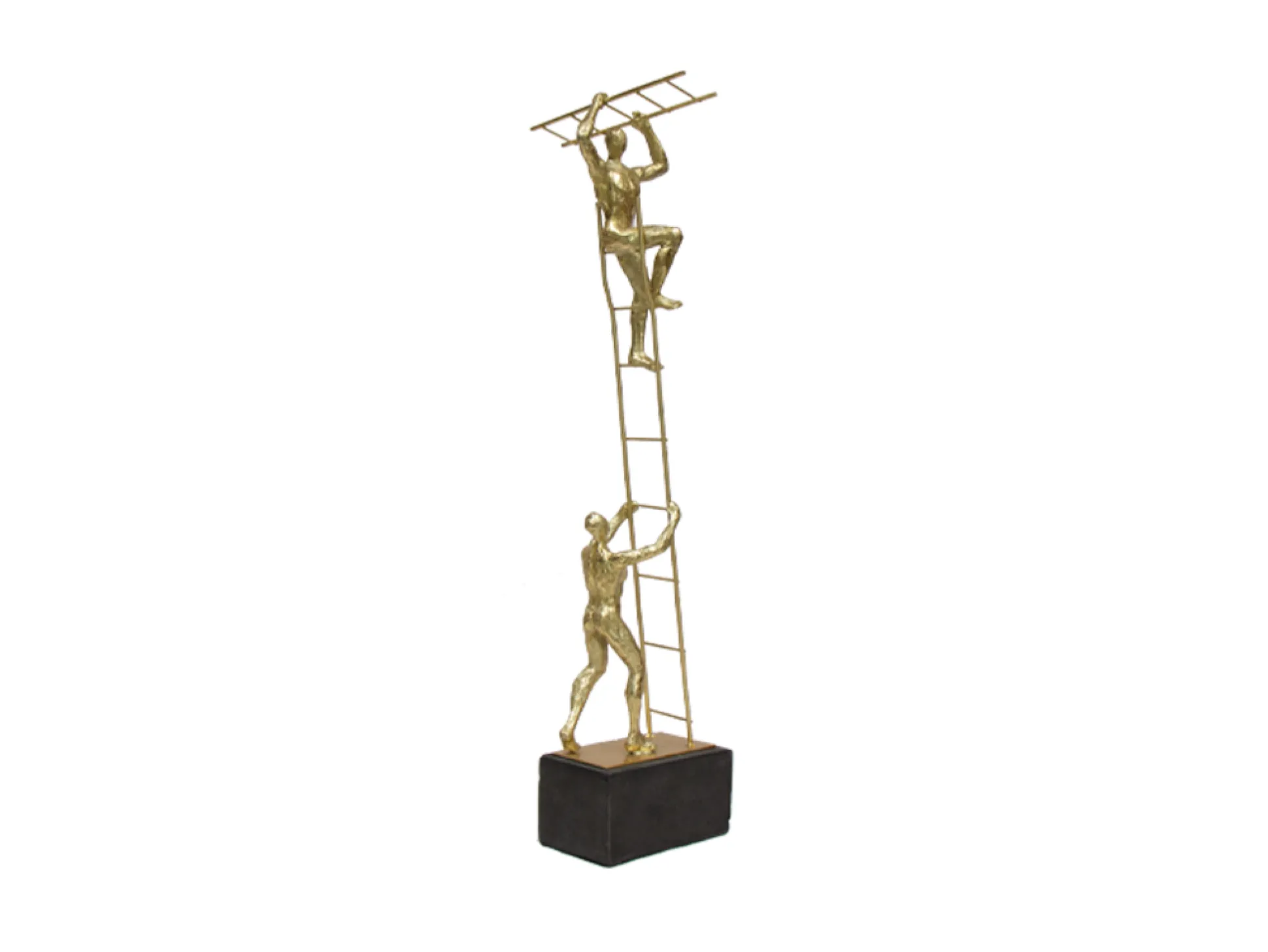 Escultura Hombre En Escalera Acabado Oro