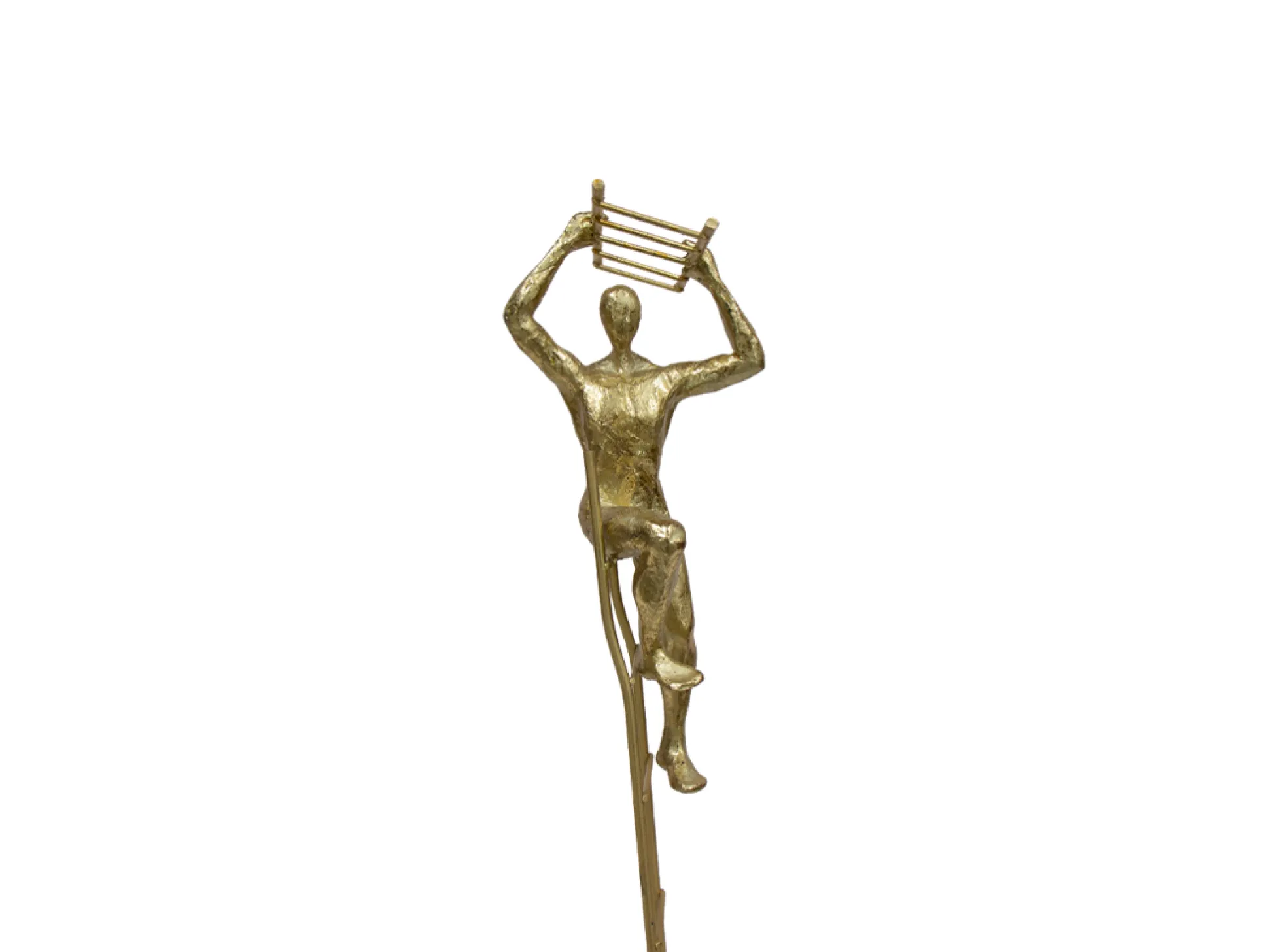 Escultura Hombre En Escalera Acabado Oro