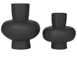 Set 2 Jarrones De Ceramica Calabaza Negro
