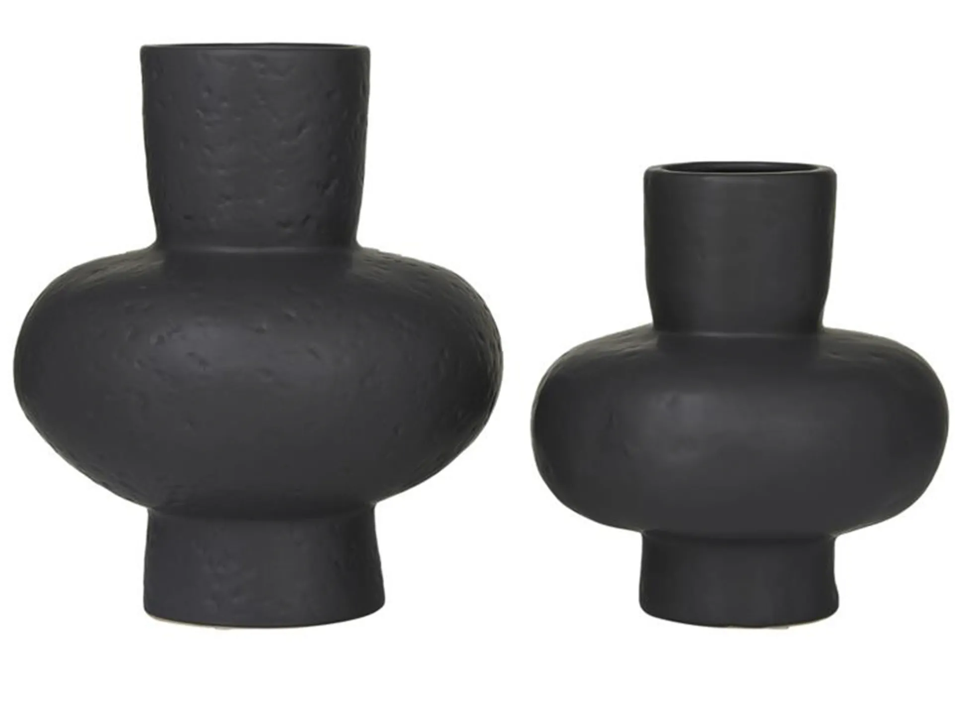 Set 2 Jarrones De Ceramica Calabaza Negro