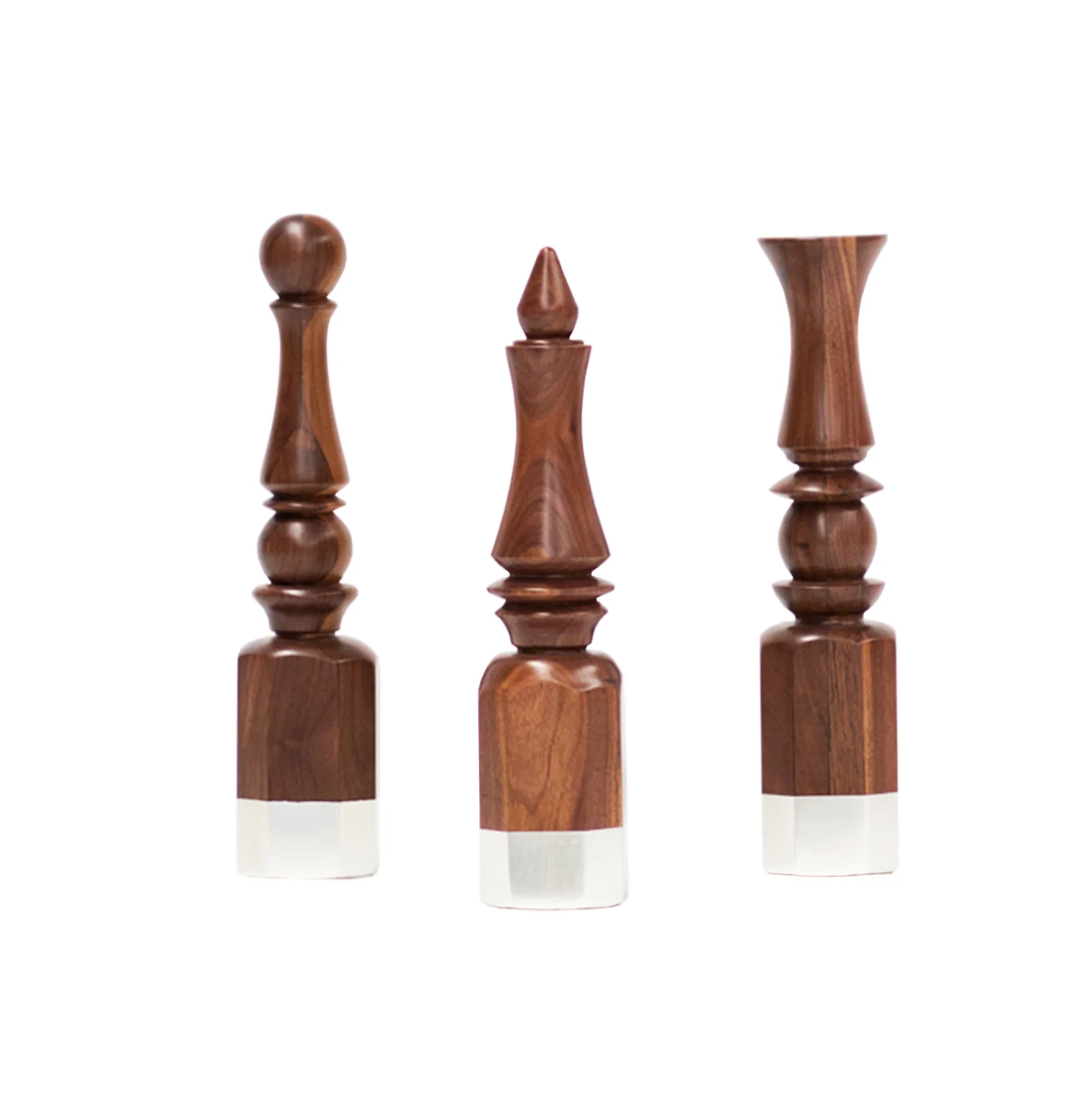 Set Ajedrez Nogal Con Plata