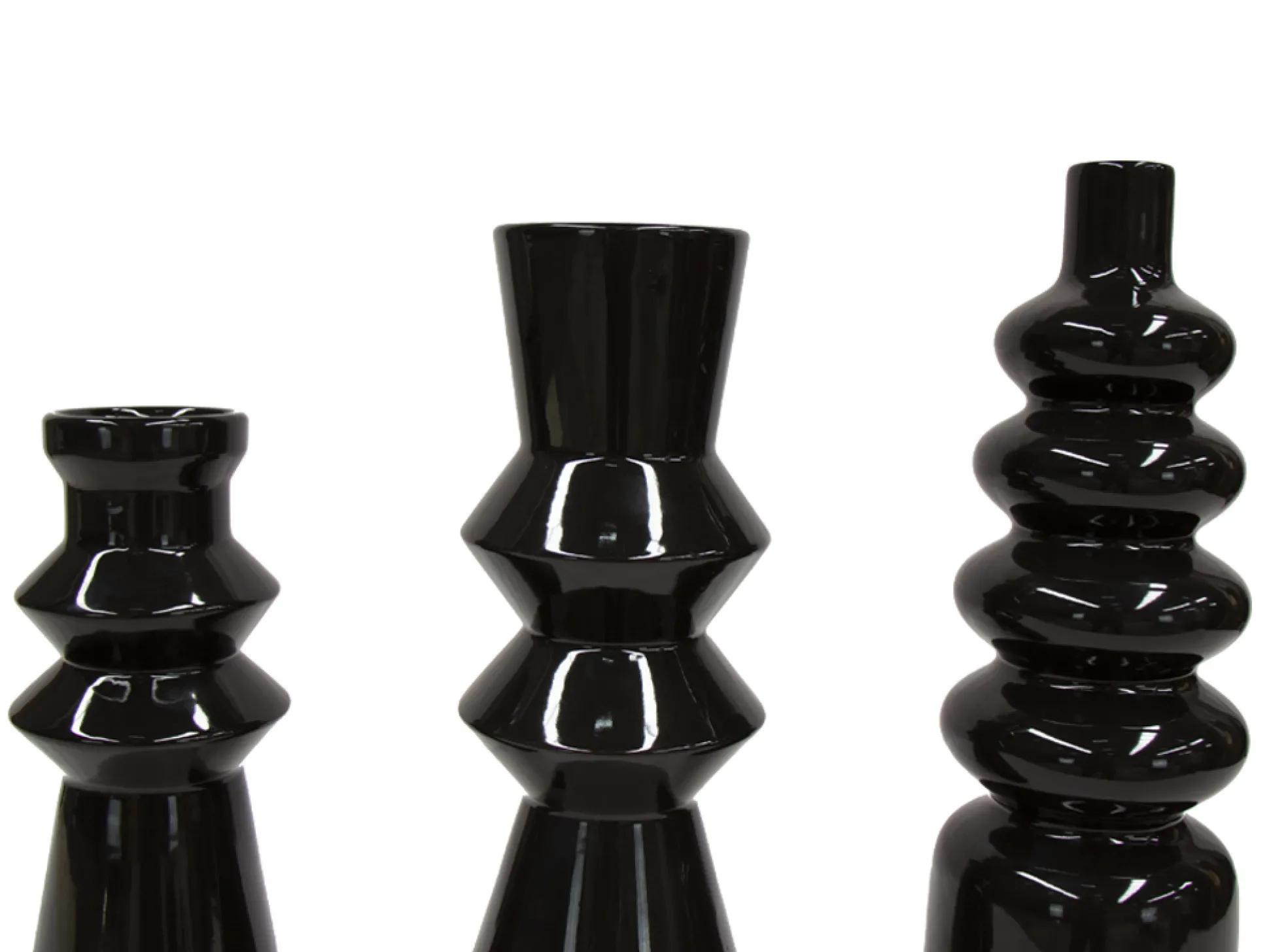 Set De 3 Floreros Cerámica Negro