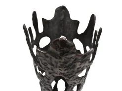 Set De 2 Floreros Decorativos De Metal Texturizado En Acabado Negro