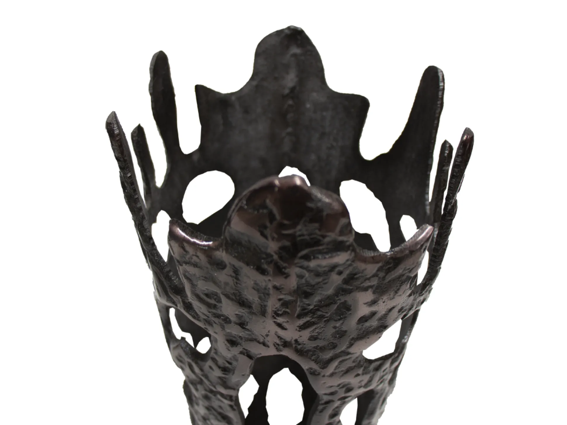 Set De 2 Floreros Decorativos De Metal Texturizado En Acabado Negro