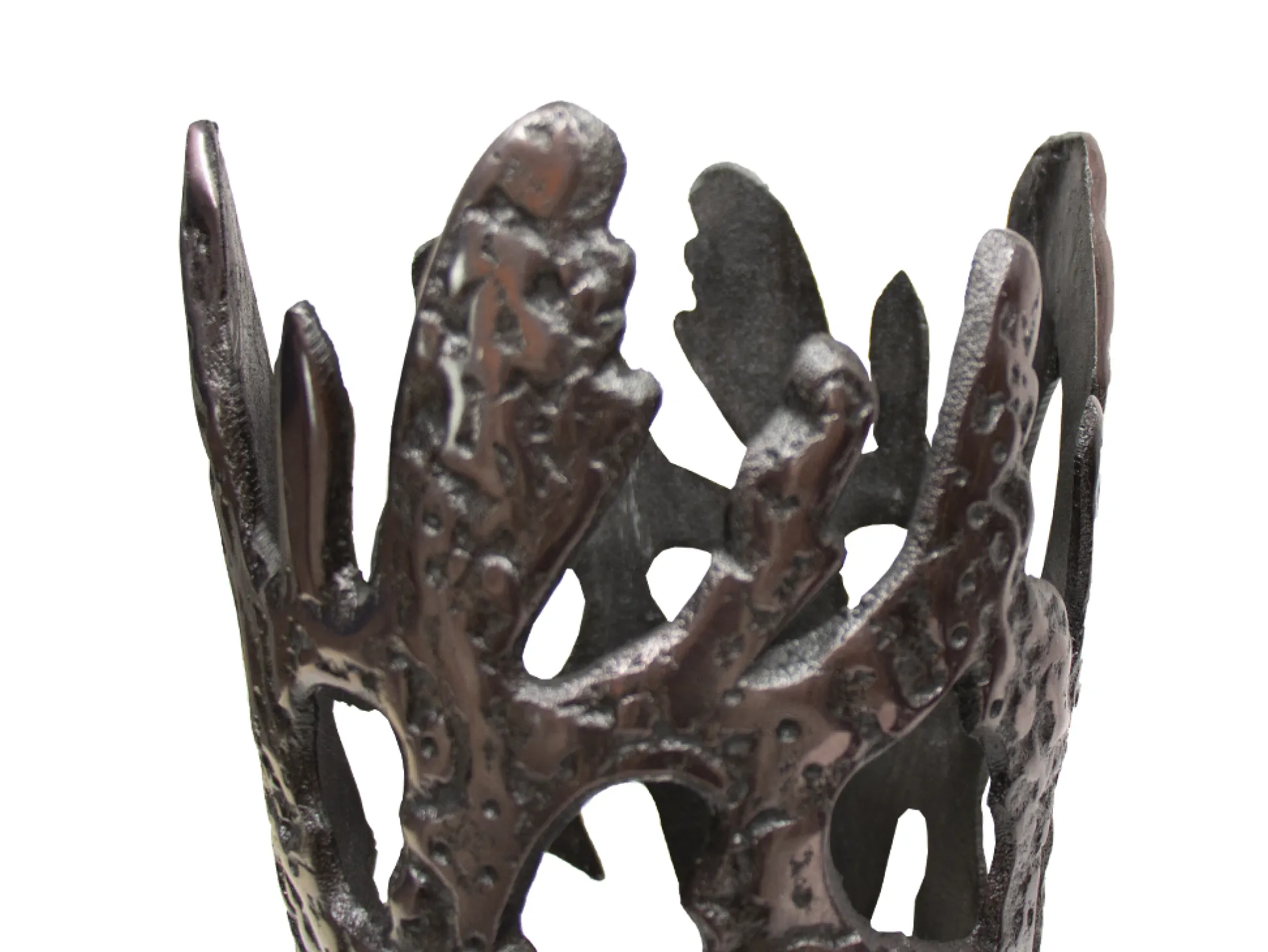 Set De 2 Floreros Decorativos De Metal Texturizado En Acabado Negro